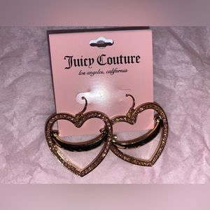 Juicy Couture gold heart dangle earrings with pink gems 🩷✨
